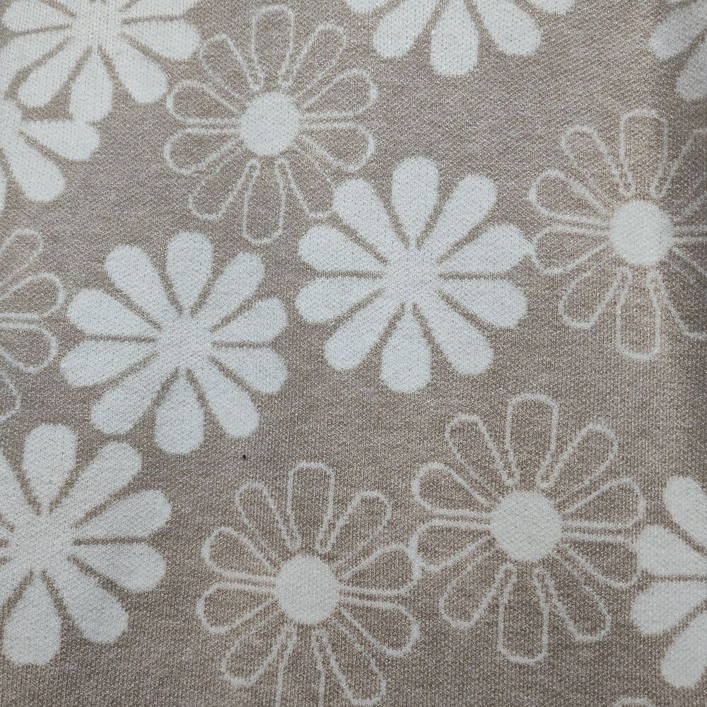 Rachel Zoe Sweater Women L Tan White Floral Retro Hippie Spring Casual Feminine - Picture 6 of 8